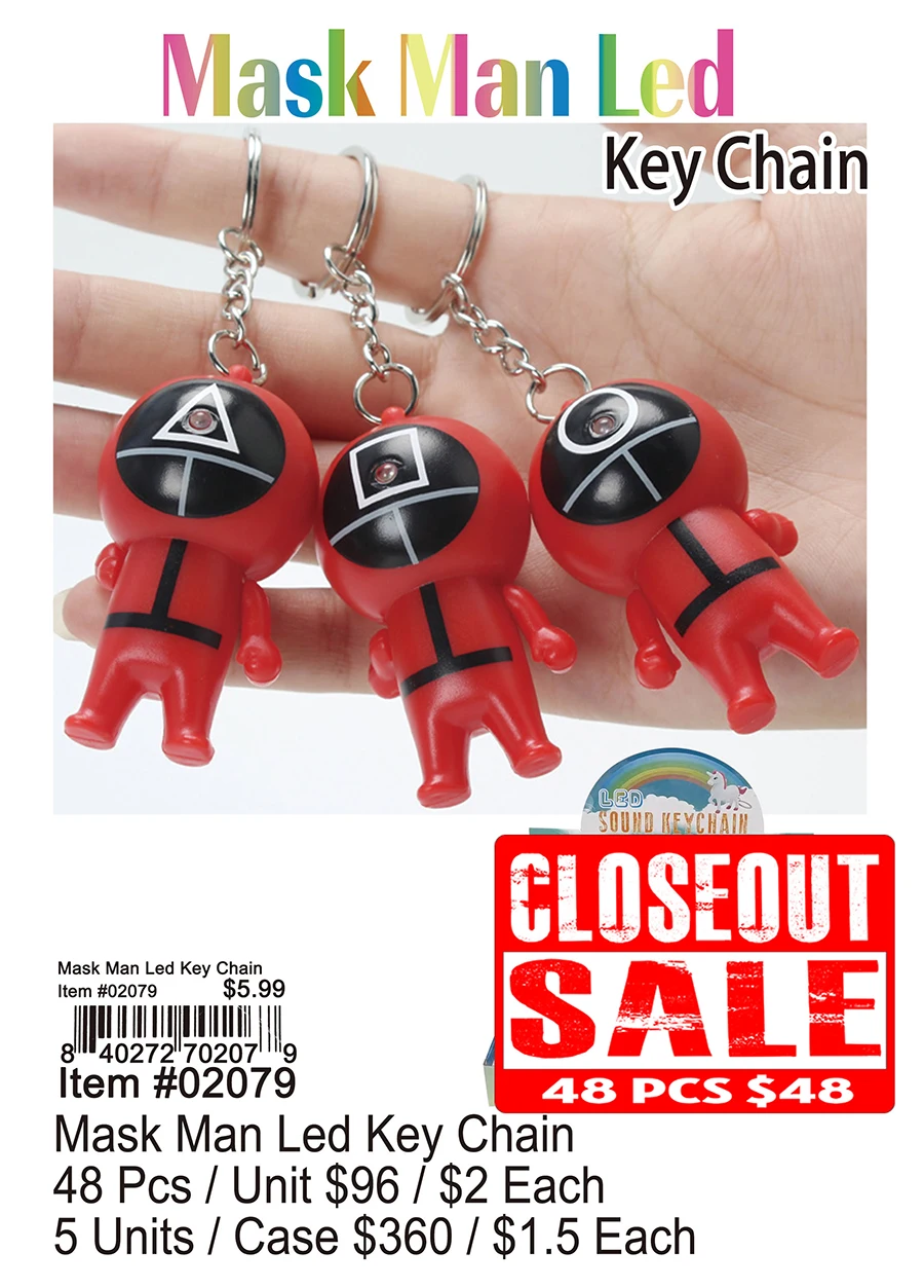 Mask Man LED Keychain - Closeout 96 Pcs.